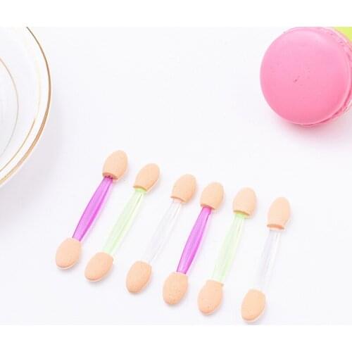 50pcs/lot Mix Color Disposable Double end Sponge Make-Up Applicator Eyeliner Eye Shadow Brush Lip Brush Comestics Power Tools