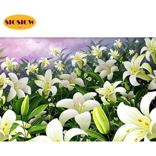 DIY 5D Diamond Mosaic Embroidery Flowers Daimond Painting Lily Flower Full Square Round Drill 3D Chinese Cross Stitch Decor Home