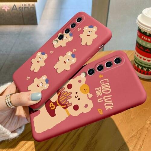 ASINA Cute Bear Case For Xiaomi Redmi Note 8 9 10 Official Original Liquid Silicone Cases For Xiaomi Mi10 11 Cover Upgrade Girl