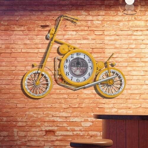 Bar retro wall decoration pendant American coffee shop background wall decoration Motorcycle creative wall clock wall hanging