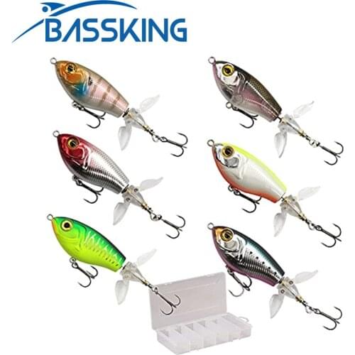 BASSKING Whopper Plopper Fishing Lures Kit for Bass Topwater Bass Lure with Floating Rotating Tail Freshwater Saltwater Lure Set