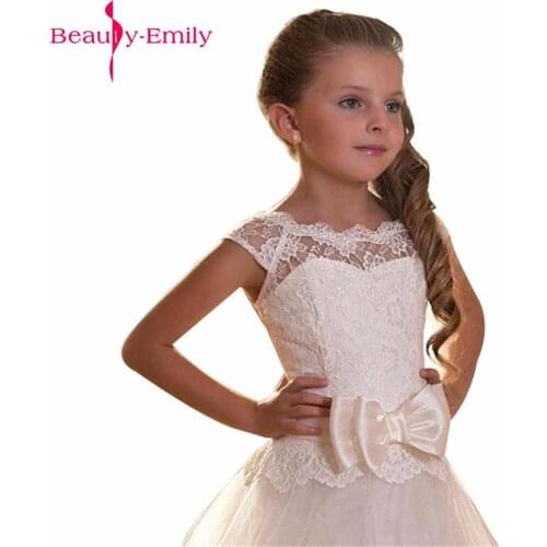 White/Ivory Lace Flower Girl Dresses for Weddings Party Gown First Communion Dresses for Girls Lace up
