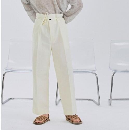 Mens casual pants 2021 spring and summer new pants high waist elastic waist straight tube design casual pants large trendy men