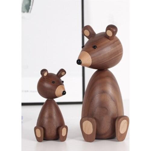 Walnut Little Brown Bear Danish Puppets Creative Solid Wood Ornaments Home Decoration Crafts