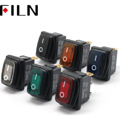 Kcd1-101 3 pins mini on off seal waterproof rocker switch in 12v red lighting 6a250vac 13x19mm