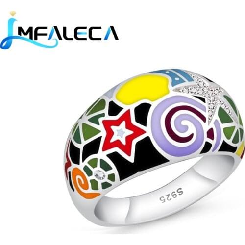 LMFALECA Neo-Gothic Ring Pure 925 Silver Jewelry for Women Multicolor Enamel Fine Luxury Party Cocktail Ring Set Gift Jewelry