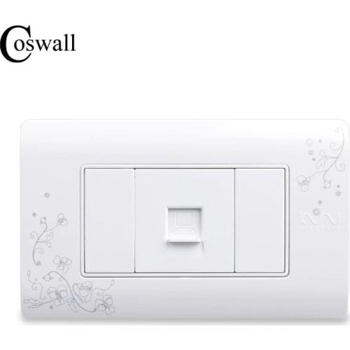COSWALL Simple Style Single Computer Socket, Wall Internet Outlet, Ivory White,114mm*70mm, AC 110~250V
