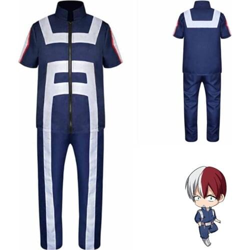 Anime My Hero Academia Warriors Cosplay Costume, Uniform for Men and Women, Midoriya Izuku Todoroki Shouto Top Pants Sportswear