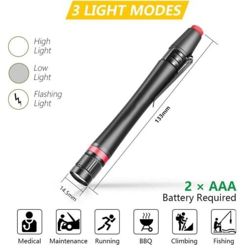 Mini LED Pen Flashlight Strong Light IP67 Versatile Portable Waterproof Pen Flashlight Flashlight with Pen Clasp for Medical Use