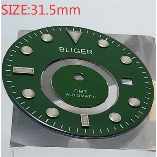 BLIGER 31.5mm mens watch dial is suitable for Miyota-DG-2813-3804 case automatic movement dials green