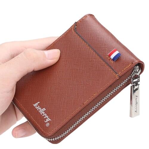 Mens Zipper Wallet Small Short Credit Card HolderMulti-card for Male Fashion Mini Man Purse with Coin Pocket Carteira Portfel