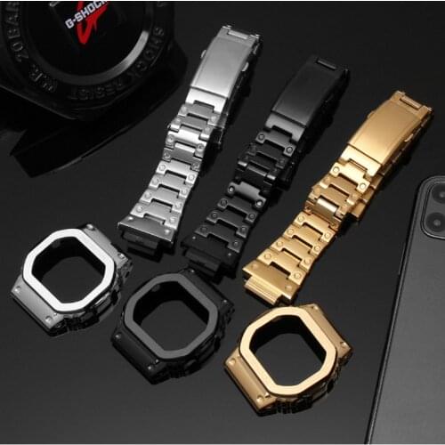 Men Metal Watch Band Bracelet Strap For Casio DW-5600 DW5610 Bezel Case Frame GW-M5610 GW-M5600 DW5600E GWX-5600 Steel Watchband