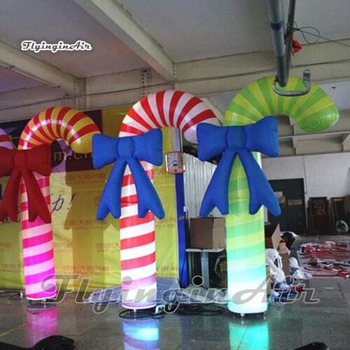 3m Height Lighted Inflatable Candy Cane Balloon With LED Light For Christmas Indoor Or Outdoor Decoration