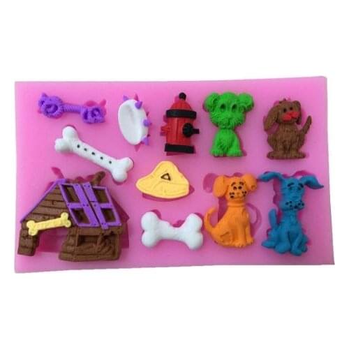 Real Cake Decorating Tools Lovely House Dog Bone Biscuit Mold Fondant Cake Chocolate Dessert Decorated Diy Bakeware Baking