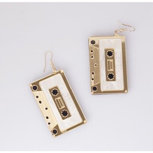 2019 New Japanese Night Club Stereo Tape Earrings magnetic tape for Women Simple Acrylic Earrings Clamp Jewelry