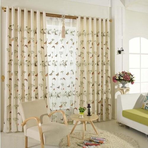 The new high-grade semi-embroidered linen shade cloth Korean garden living room bedroom balcony linen curtains