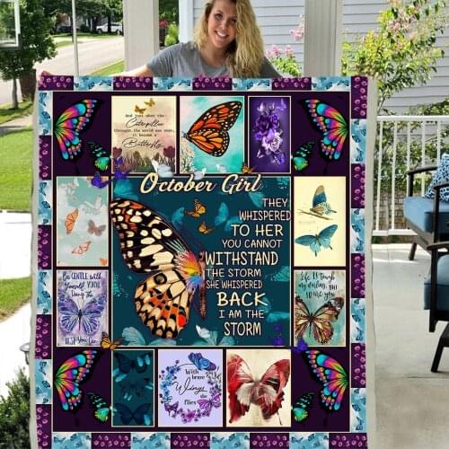 October Girl She Whispered Back I Am The Storm Soft Throw Plush Sherpa Fleece Blanket