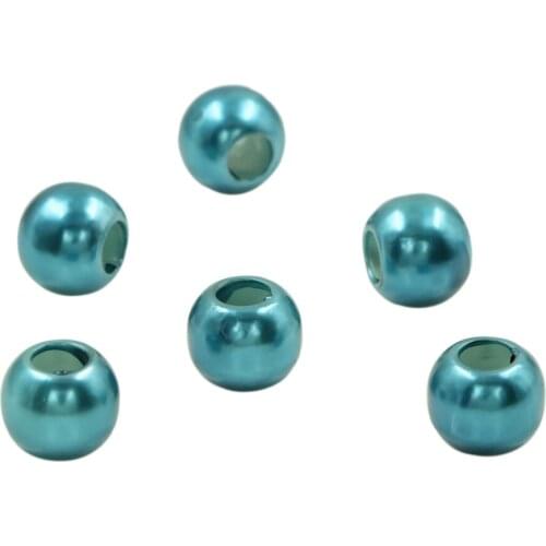 Wholesales 50pcs Navy Blue Acrylic Shiny Simulated Pearl Rondelle Loose Large Hole Charm Beads For Making European Bracelet