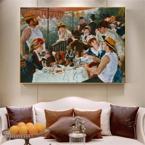 Pierre Auguste Renoir the boaters lunch Famous Painting Prints on Canvas Wall Art Decorative Picture for Living Room Home Decor