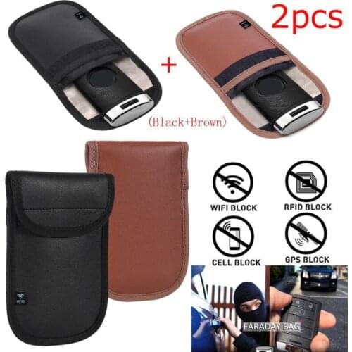 Feegow Anti-theft RFID Signal Blocking Faraday Keyless Entry 2pcs Car Key Pouch Case Bag RFID Signal Blocking Bag Cover Keychain