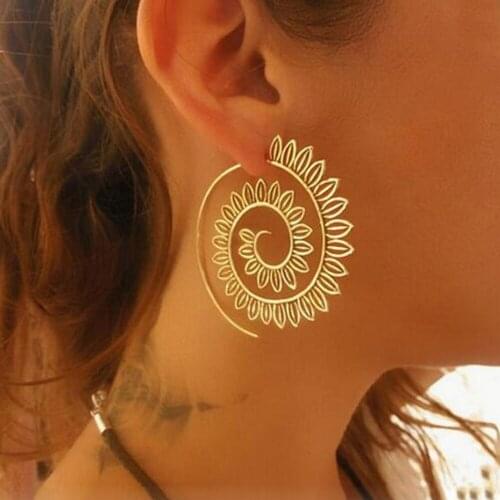 Spiral Alloy Water Drop Shape Party Hoop Earrings Fashion Lady Eardrop Jewelry