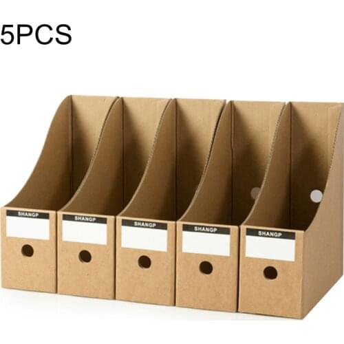 5pcs Kraft Paper Office File Rack Desk Organizer File Holders Documents Box With Labels