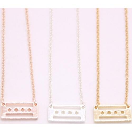 Top saling Chicago flag pendant necklace rectangle with star pendant necklace designed for women