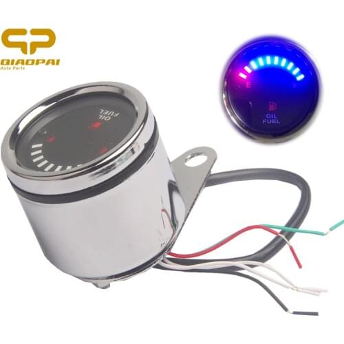 For Universal Motorcycle Modified LED Digital Oil Fuel Gauge LED Backlight DC12V Chrome Electronic Instrument Moto Accessories