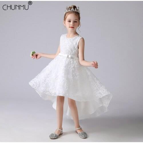 Girl Evening Party Dress 2021 Summer Kids Flower Embroidery Elegant Sleeveless Wedding Dresses For Girls Princess Dress