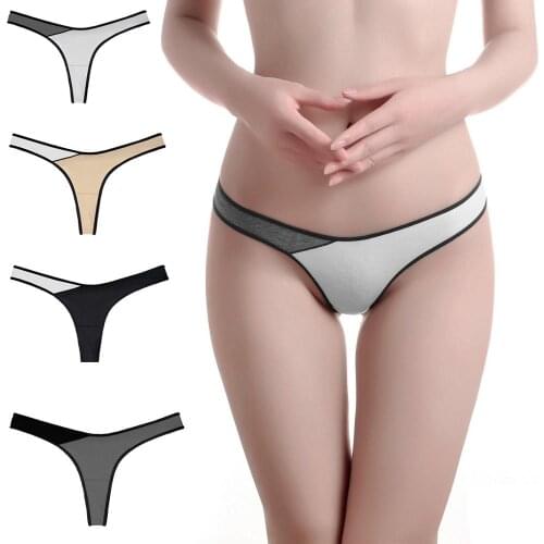 Womens underwear sexy color matching T-shirt fashionable new high split cotton t-pants for women without trace 290-1