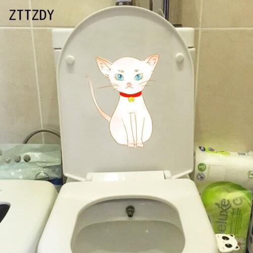 ZTTZDY 19.1*24.4CM Funny Cat Wall Decal Toilet Stickers Art BedRoom Home Decor T3-0321