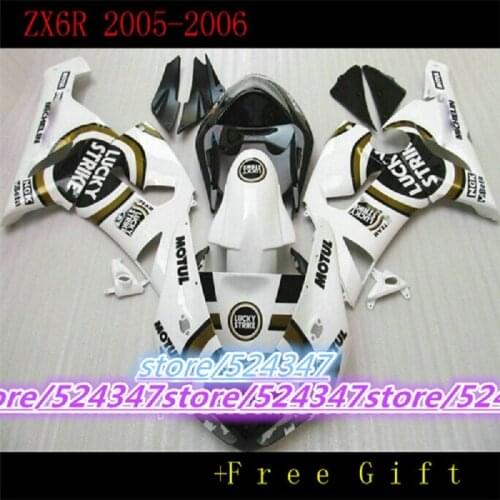 100%NEW Fairing For KAWASAKI white black NINJA ZX6R 05-06 ZX 6R 636 ZX-6R white black 05 06 2005 2006 ZX6R 636