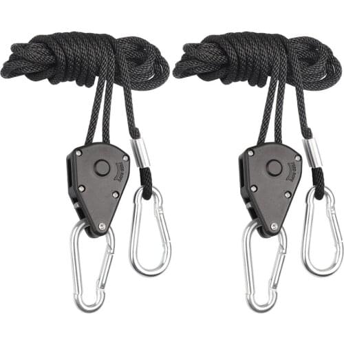 2pcs/Set) Adjustable 1/8 Inch Nylon Rope Ratchet Yoyo Hanging Kit For LED Grow Light Greenhouse Tent