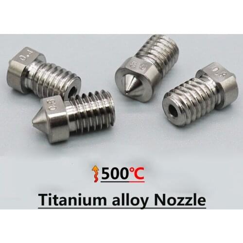 3D Printer Nozzle E3D V6 Hotend Parts Titanium alloy Nozzle Extruder High hardness metal Nozzle M6 Thread 0.3/0.4/0.6/0.8 1.75mm