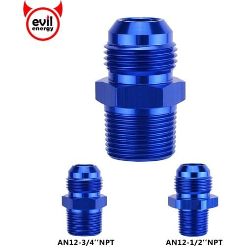 Evil energy Aluminum Male AN12 to 1/2'' 3/4"NPT Straight Flare Pipe Thread Fittings Adaptor Hose Adapter