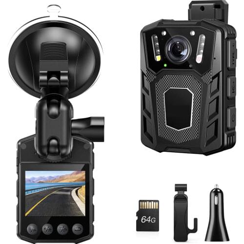 BOBLOV 128G B20 Body Camera Full 1080p Police Bodycam Night Vision Red/Blue Light for Police Patrol Security Stuff Mini Camera