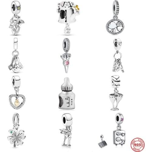 New Spoon Pot Scissor Pendant Dangle Charm Watering Can Bead Fit Pandora Original Sterling Silver 925 Bracelet For Women Jewelry