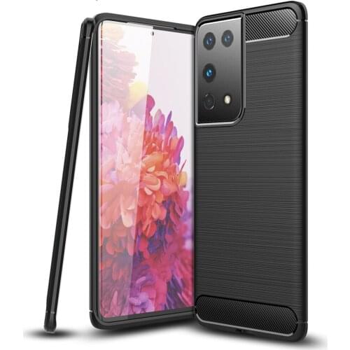 S21 Carbon Fiber Case For Samsung Galaxy S21 Ultra Cover TPU Material Phone Case For S21+ S21 Plus Full Protective Fundas
