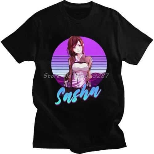 80s Sasha Braus Tshirt Men Short Sleeves Summer T Shirt Vaporwave Attack On Titan T-shirt Loose Fit Cotton Tees Clothing