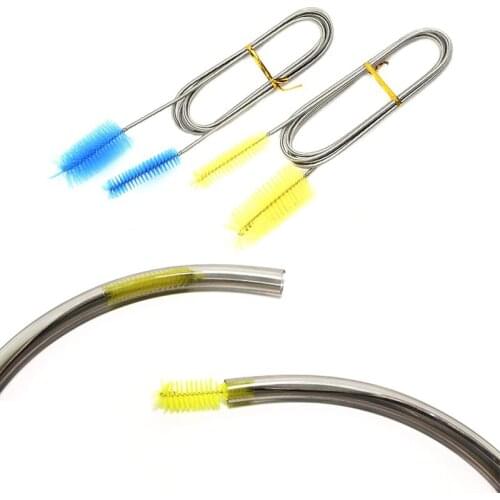 155cm Flexible Drain Brush Double Ended Hose Pipe Stainless Steel Fish Tank Cleaning Brush For Bent Tube Filter Air Tube Cleaner