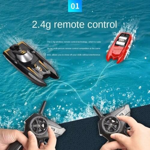 Racing Remote Control Ship H126 Speedboat Toys Mini RC Boat 30km/h High Speed 2.4GHz 4 Channel with LCD Screen For children Toys