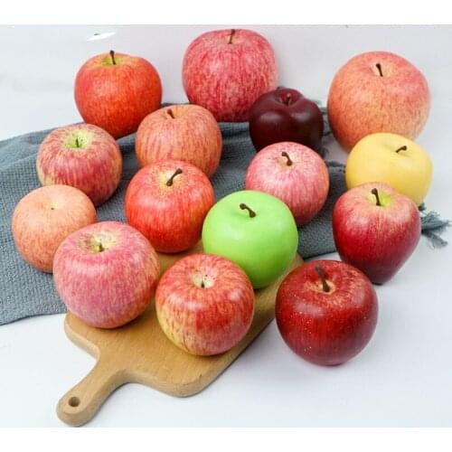 Festive Party Artificial Decorations Fruits Color Foam Simulation Green Red Apple Model Imitation Ornament Props 6pc/lot