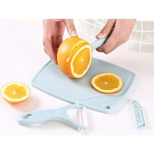 3 Pieces Sets Kitchen Knife Ceramic Fruit Knife Set Household Chopper Knifes Chopping Cutting Board Melon Fruit Planer Peeler