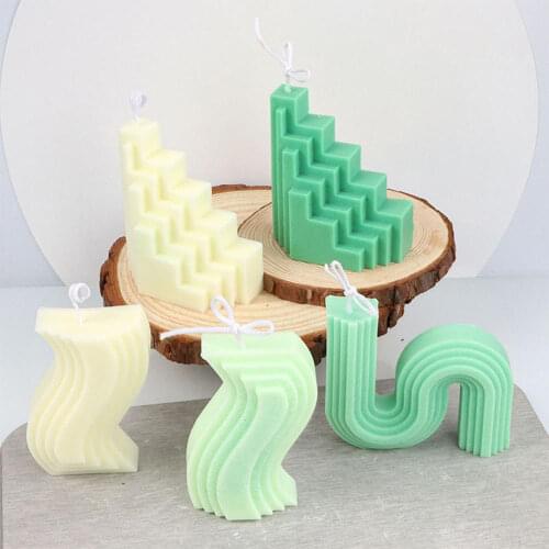 Korean Silicone Candle Mold Abstract Architectural Geometric Line Wave Candle Making Scented Candle Handmade Candle