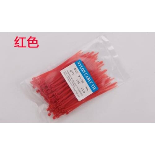 Red Nylon tie belt 3X100 color environmental protection plastic fixed self-locking type