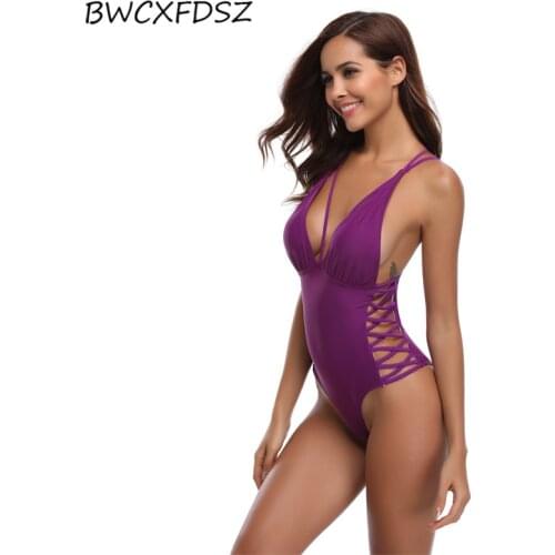 BWCXFDSZ Swimsuit Swimwear Women Triquini Swimming Suit Trikini One Piece Cut Out Deep V Bathing Suit Beach Swim Wear Monokini