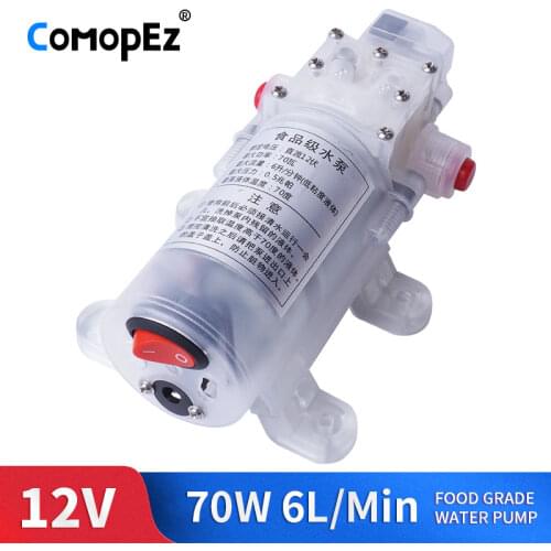 DC 12V 70W Food Grade self priming Automatic Pressure Control dc Diaphragm water pump 6L/Min