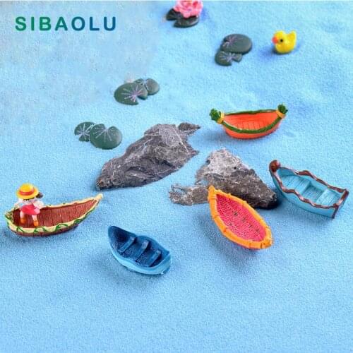 Sailing Boat Miniature Figurine Pirate Ship DIY Accessories Doll building home Decoration Simulation plastic Play house toys