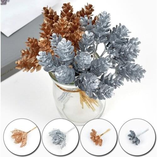 Mini Artificial Plants Bouquet Fake Pine Cone Flowers Decorative Diy Christmas Flower Branch Hanging Ornament Home Decor Gift