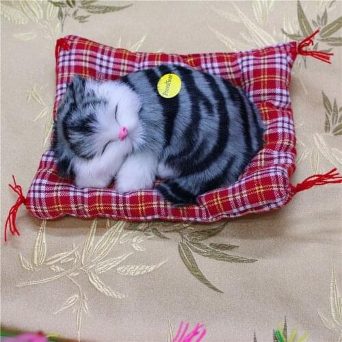 Stuffed Toys Lovely Simulation Animal Doll Plush Sleeping Cats Toy with Sound Kids Toy Decorations Birthday Gift for Children